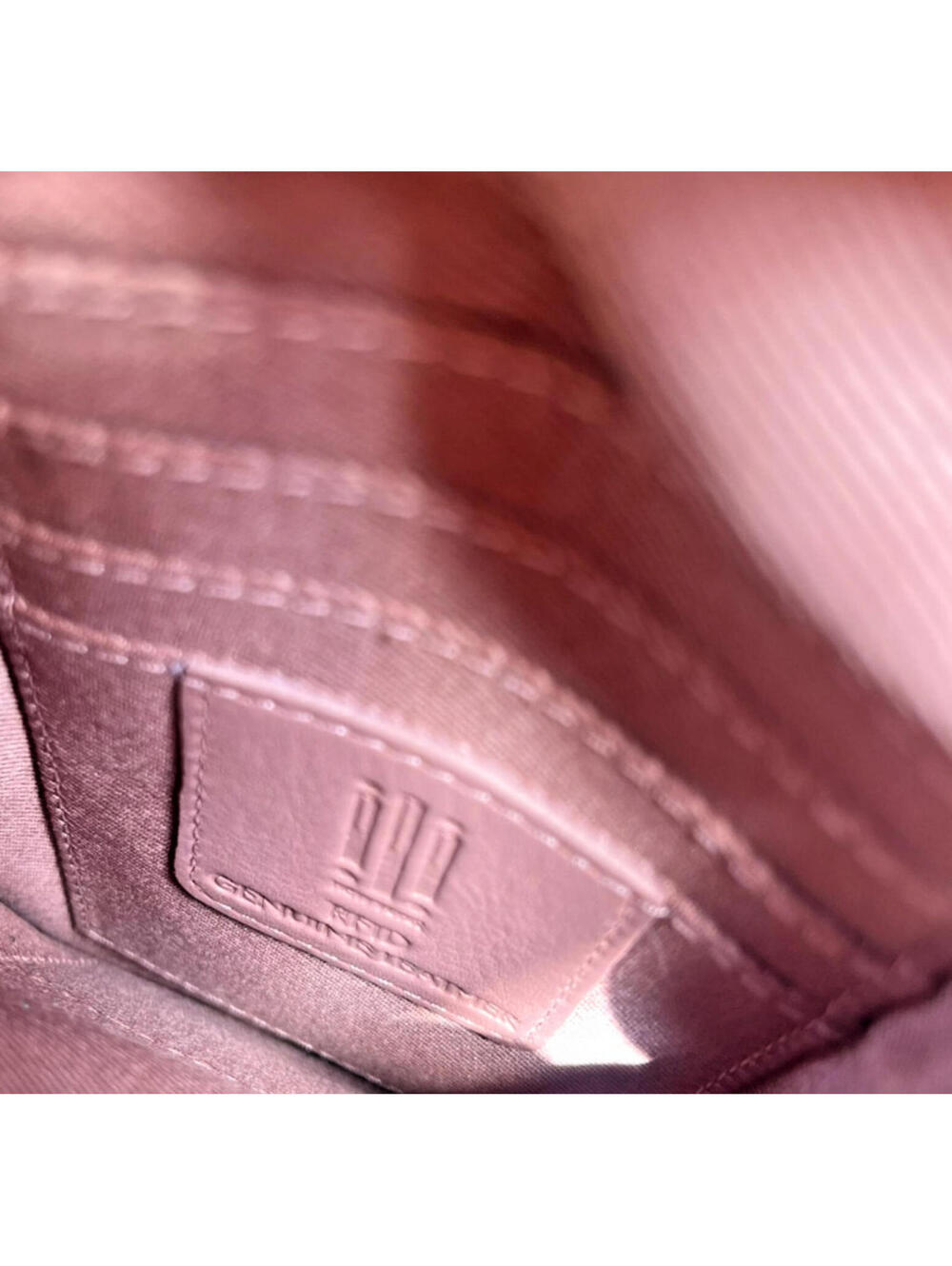 Genuine Leather Crossbody Phone Purse RFID Blocking Mauve + Clear Phone Window - Picture 5 of 6
